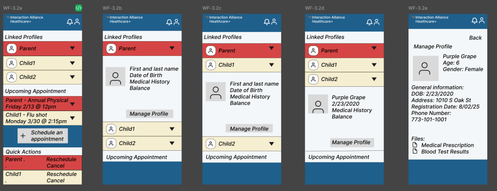 IA Healthcare Portal wireframes